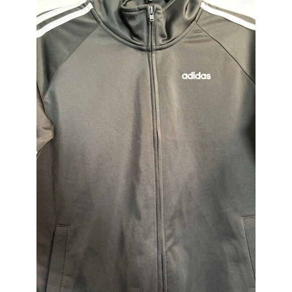 Adidas Track Jacket Boys Youth Size Large 14/16 Black White 3 Stripe Zip Up - Picture 4 of 8
